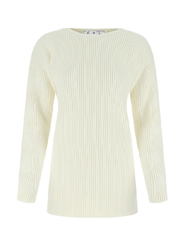 White Virgin Wool Rib Knit