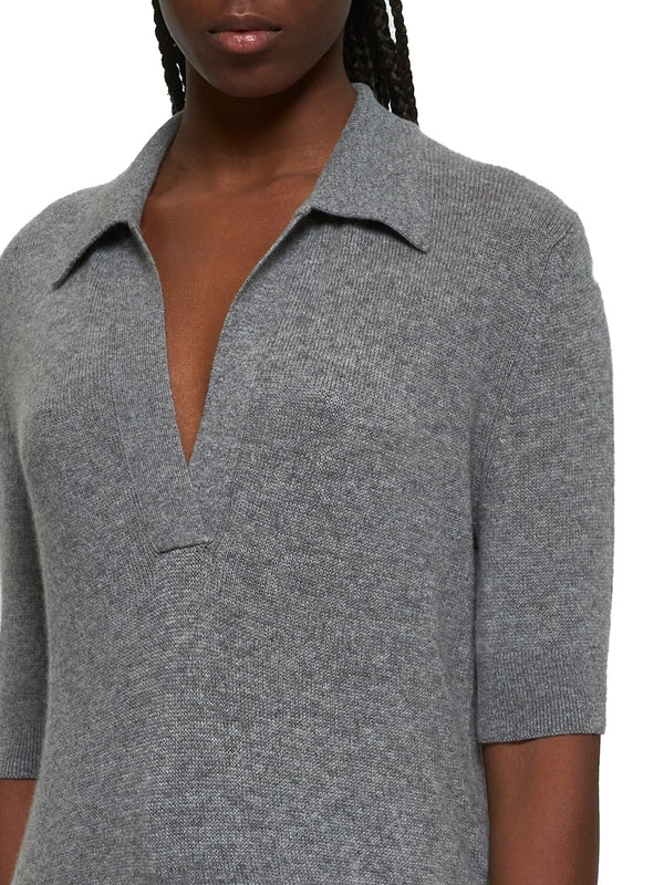 Gray Cashmere Polo Shirt