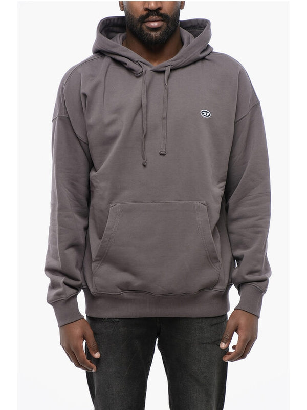 Solid Color S-ROB-HOOD-DOVAL-PJ Hoodie with Patch Pocket Hoodies