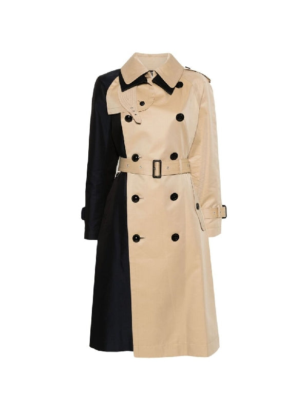 Asymmetric Detail Double Trench Coat