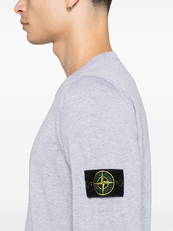 Woven Patch Crewneck Cotton Knit