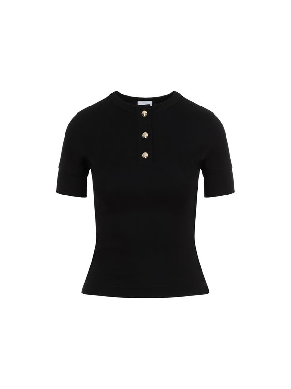 Button Ribbed Cotton Polo Shirt