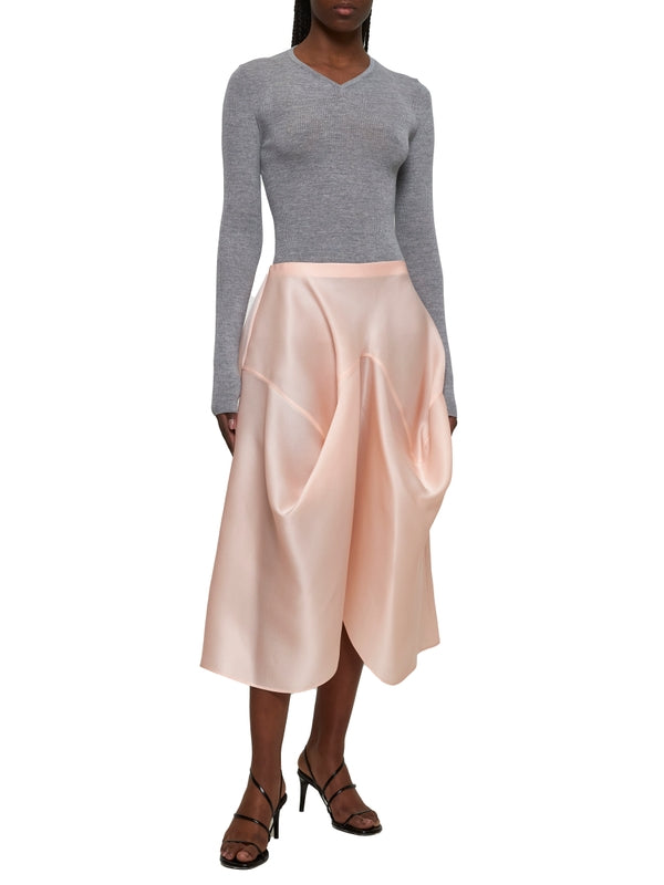 Pink Drape Silk Skirt