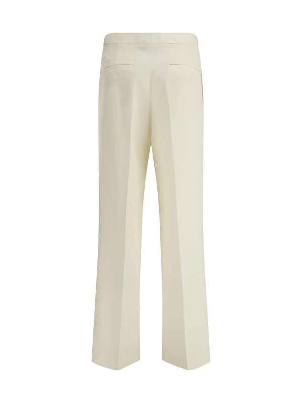 Wool Linen Blend Tailored Pants