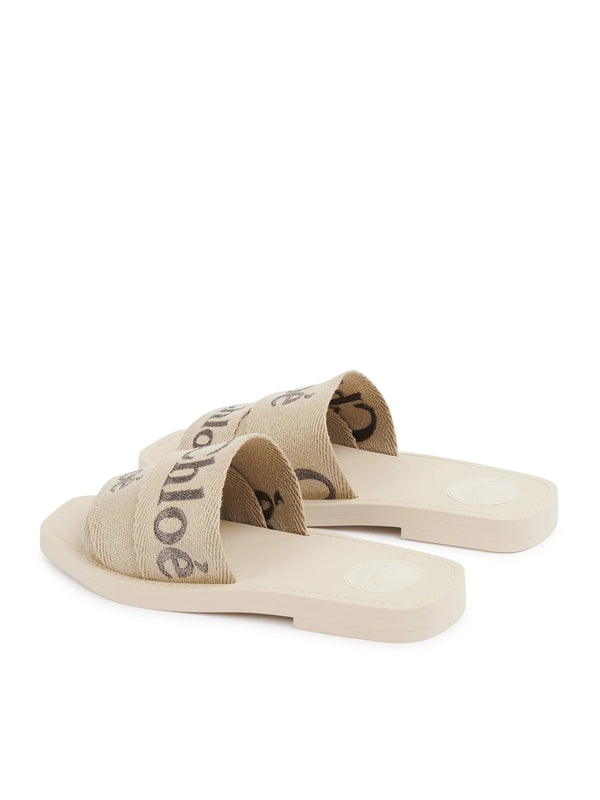 Woody Logo Linen Slide