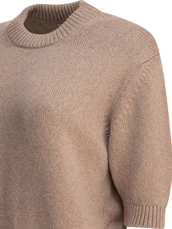 Beige Cashmere Short-Sleeve Knit