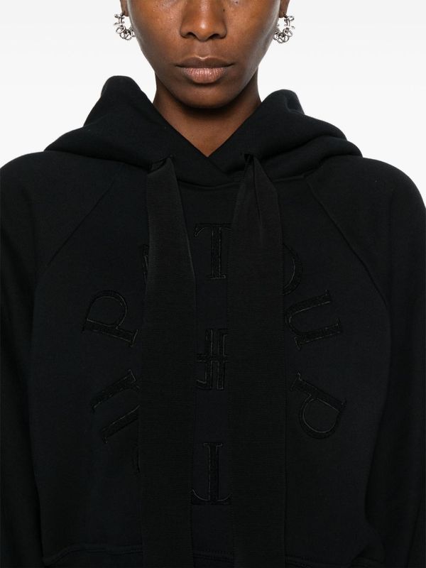 ドローストリング ロゴ クロップ パーカー