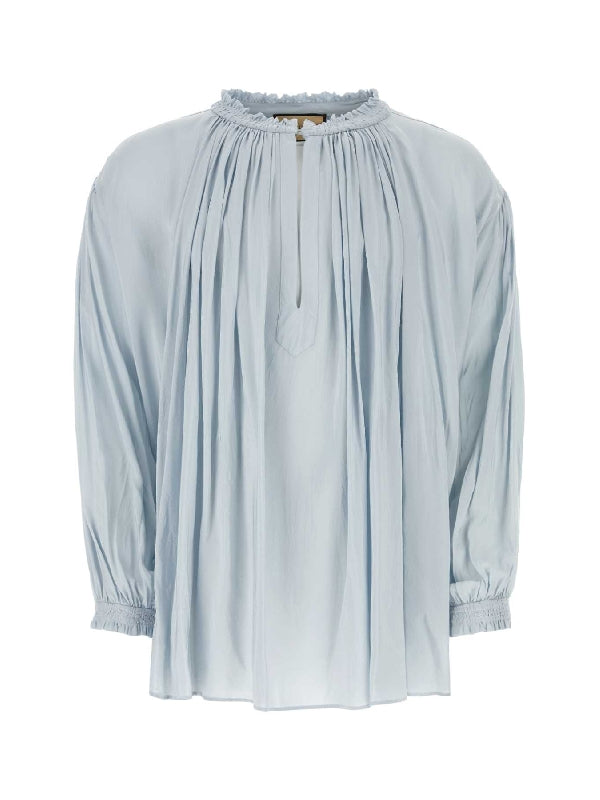 Ruffle Detail Silk Shirt