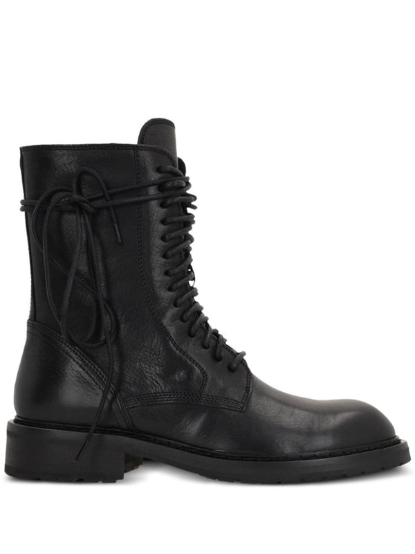 Black Leather Lace-Up Boots