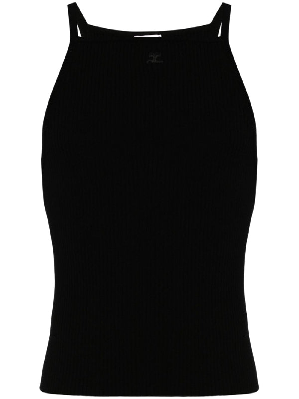 Logo Patch Detail Ribbed Tank Top