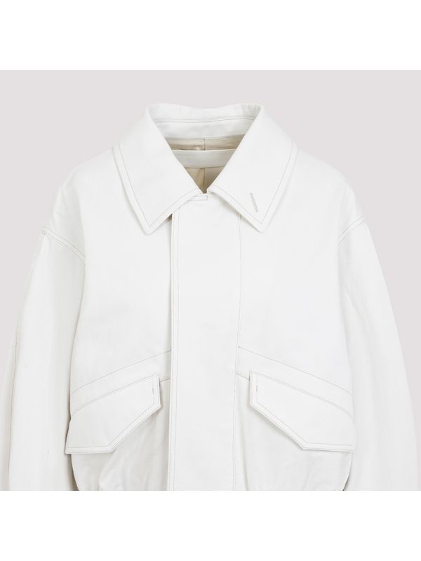 Cropped Twill Cotton Bomber Jacket