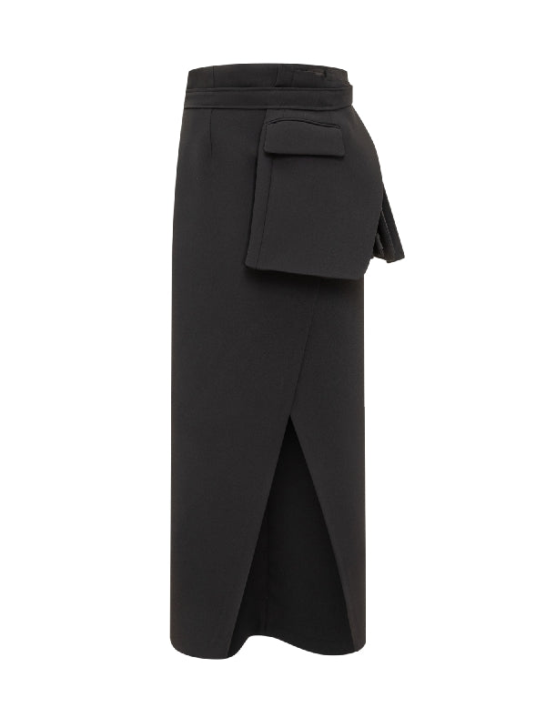 Tailored Pocket Panel Slit Skirt