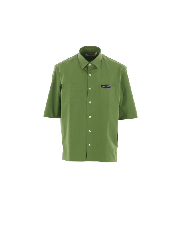 Logo Patch Cotton Short Sleeve Shirt