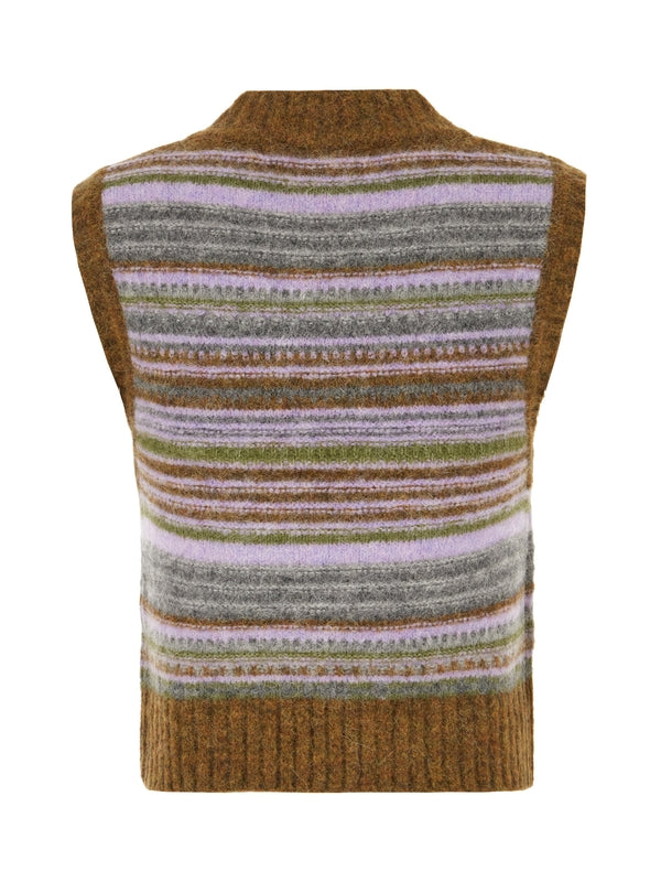 Stripe Alpaca Wool Blend Knit Vest