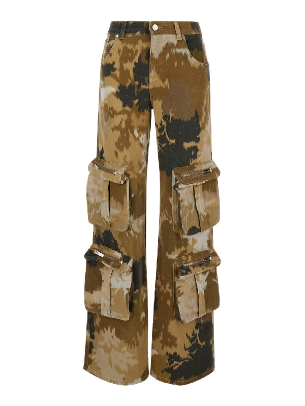 Camouflage Cotton Cargo Denim Pants