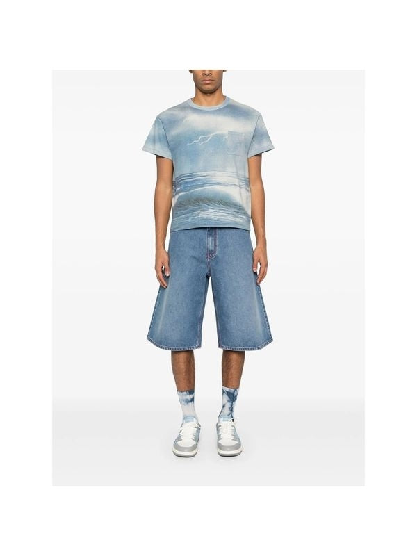 Allover Graphic Print Cotton Short Sleeve T-Shirt