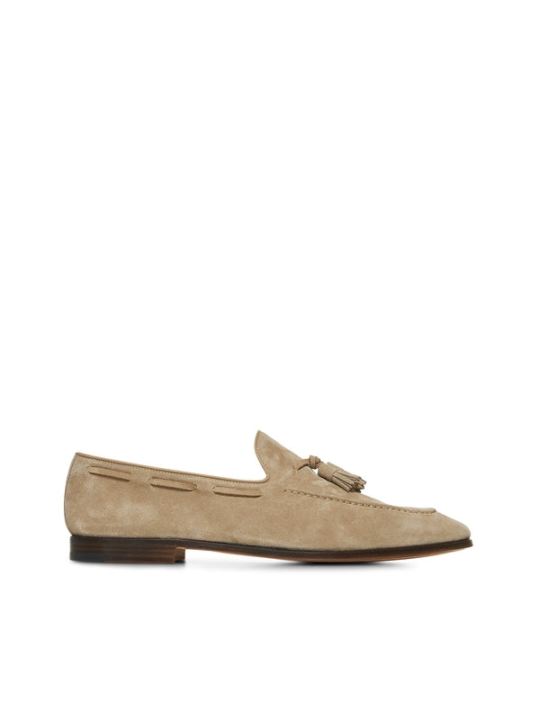 Beige Tassel Calfskin Loafers