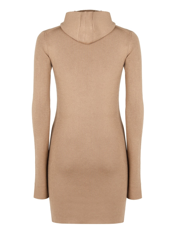 Wool Silk Hood Knit Dress