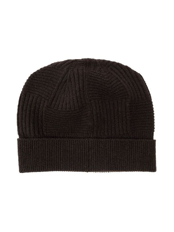 Wool Blend Rib Brown Beanie