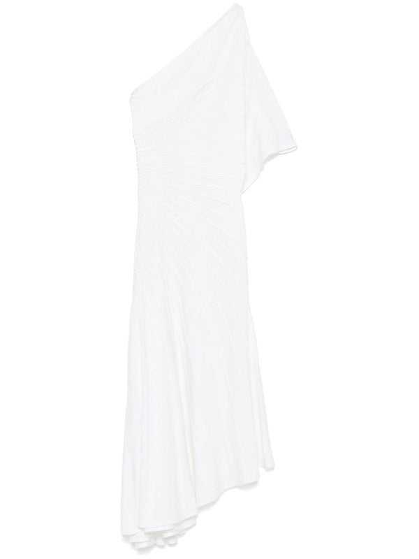 Asymmetric One Shoulder Virgin Wool Dress