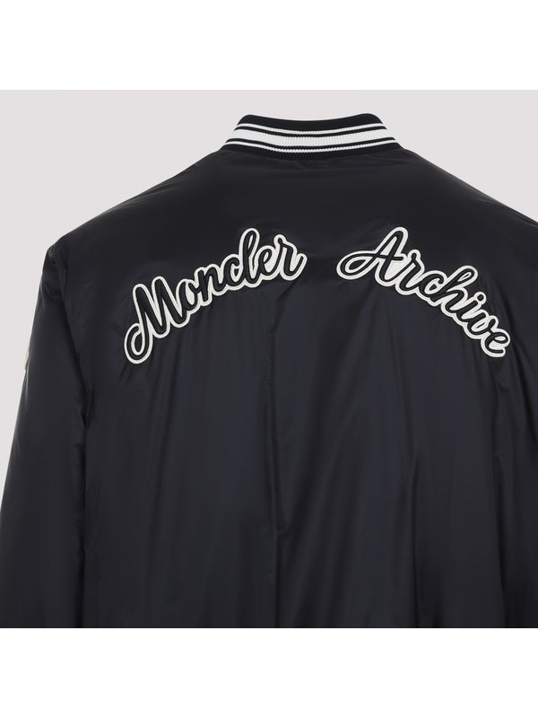 Back Logo Patch Nylon Varsity Jacket