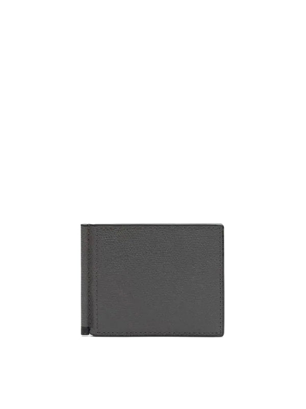 Gray Calfskin Money Clip Wallet