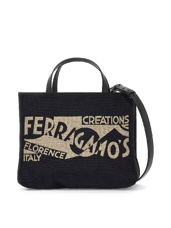 Venna Logo Jacquard Small Tote Bag - Jente