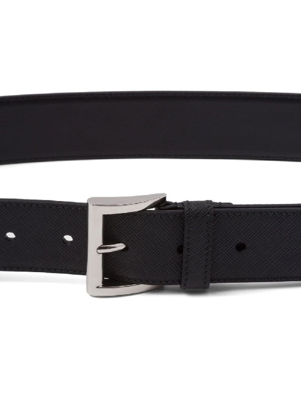 Triangle Logo Saffiano Leather Belt