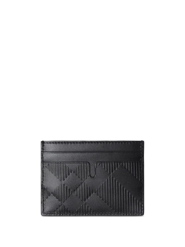 Check Leather Card Wallet