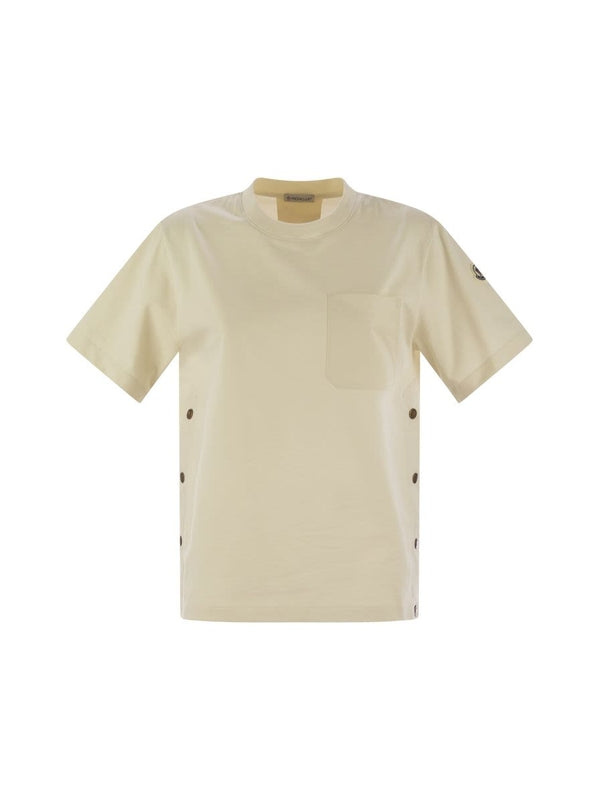 Side Snap Button Cotton Short Sleeve T-Shirt