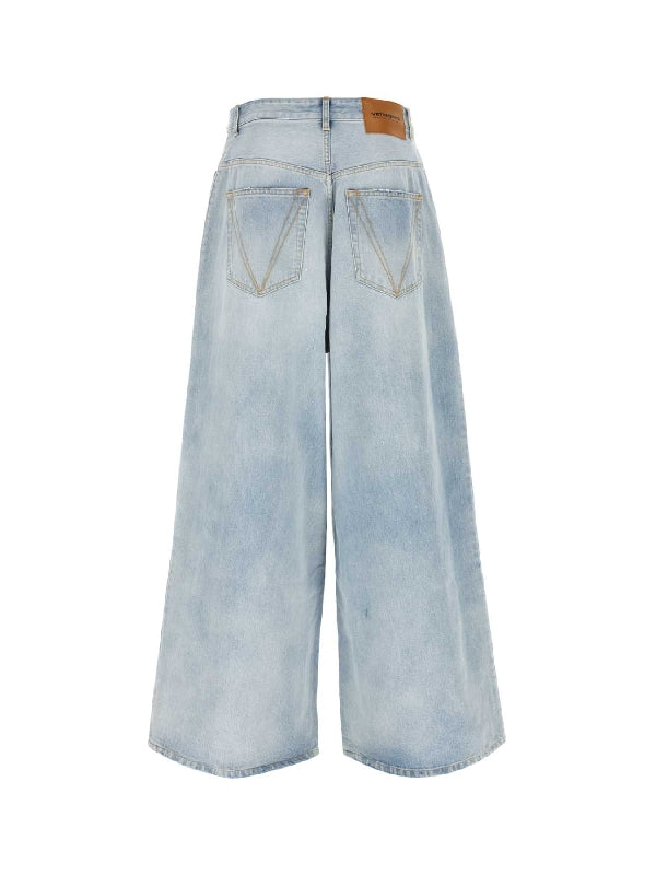 Logo Patch Wide Denim Pants