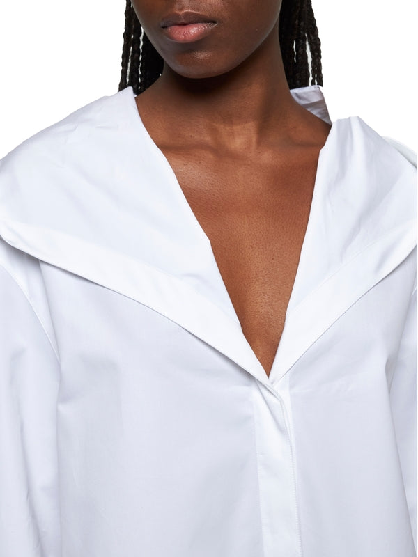 White Cotton Hooded Shirt