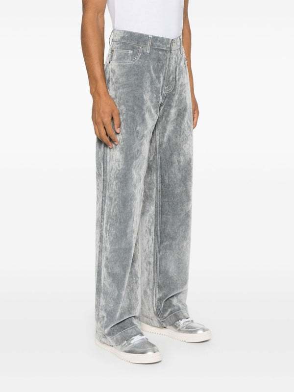 Velvet Effect Denim Pants