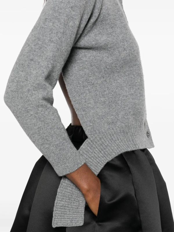 Pearl Embellished Backless Wool Cardigan