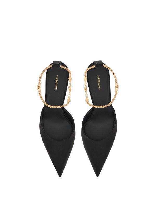 Chain Strap Slingback Heels