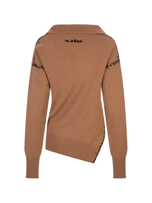 V-neck Wool Cashmere Knit