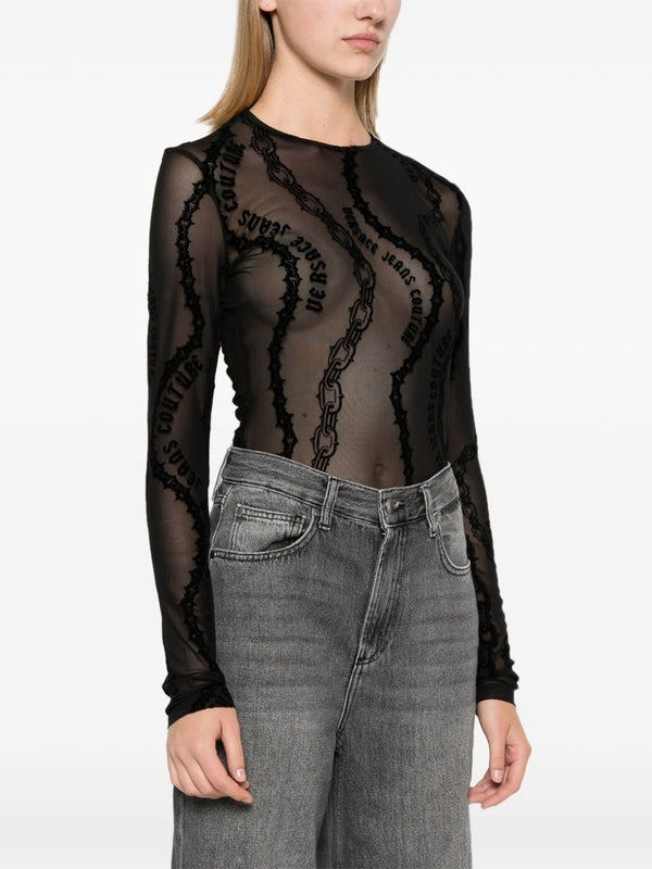 Black Sheer Detail Bodysuit