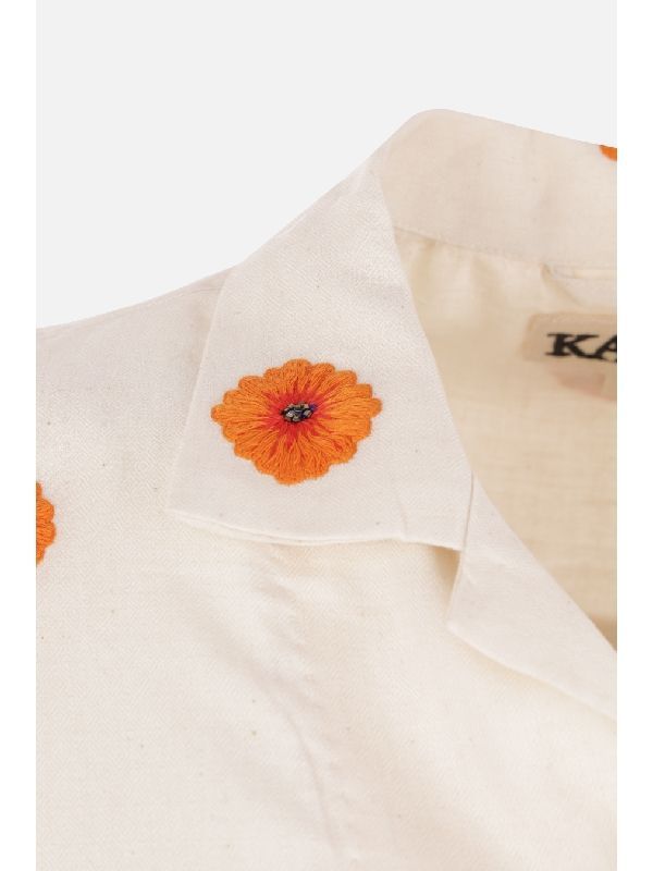 Flower Embroidery Cotton Shirt