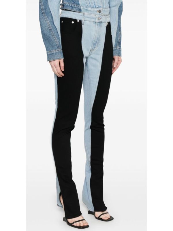 Back Logo Patch Two-Tone Flare Denim
  Pants