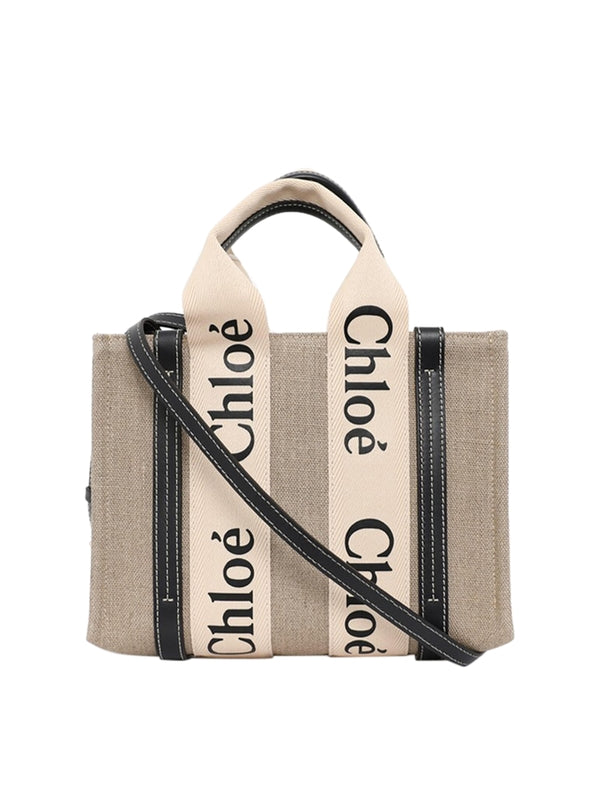 Woody Logo Strap Small Tote Bag