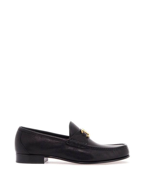 V Metal Logo Leather Loafer