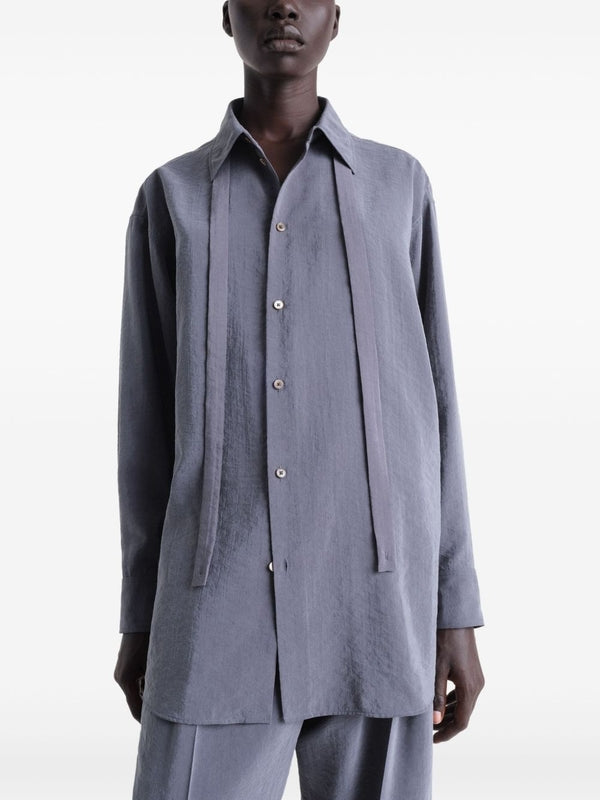 Tie Decor Silk Nylon Shirt