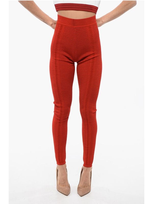 High-Waist Ribbed Knit Leggings