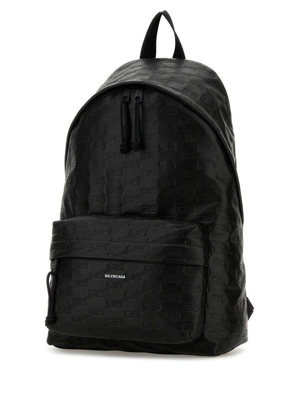 BB Logo Embossed Leather Backpack