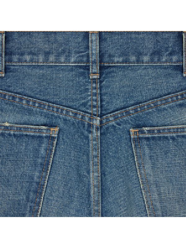 Washed Cotton Denim Pants