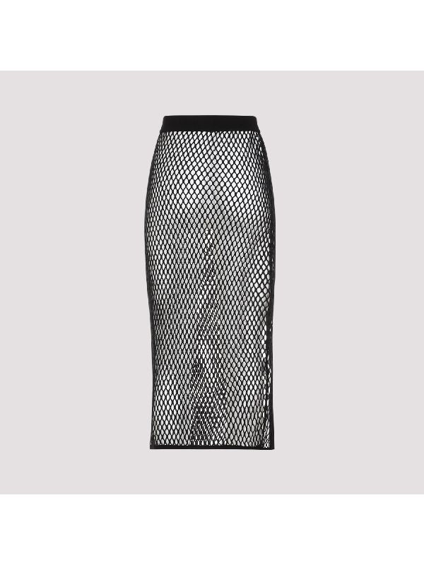 Openwork Slit Midi Skirt