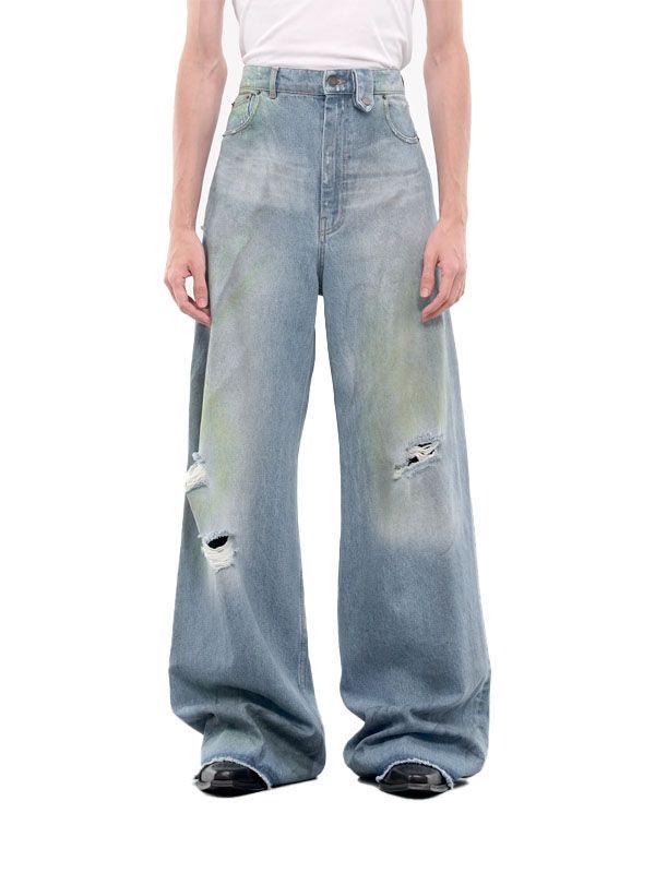 Distressed Wide Denim Pants