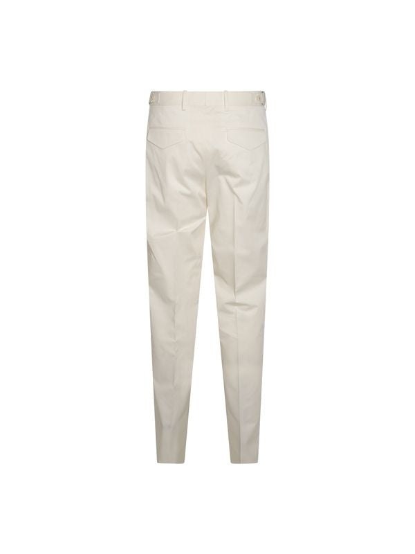 Beige Cotton Tailored Pants