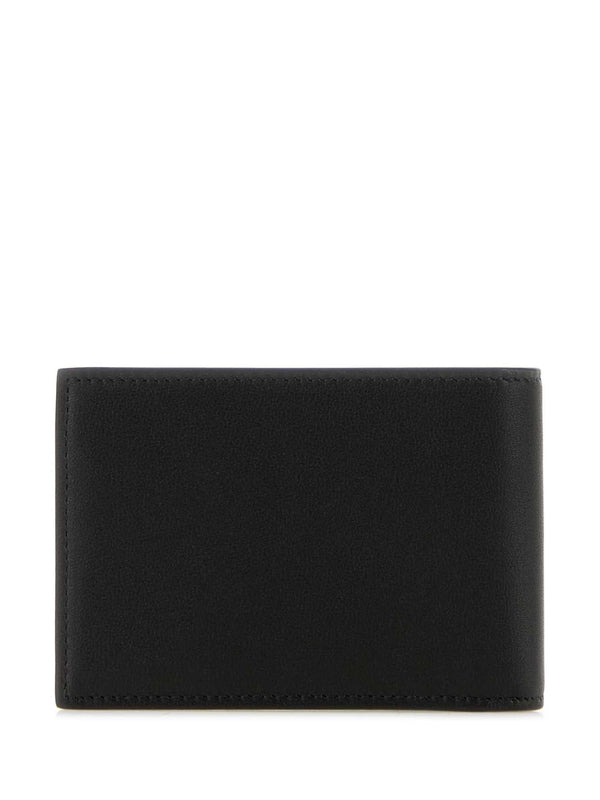 V Logo Leather Bi-Fold Wallet