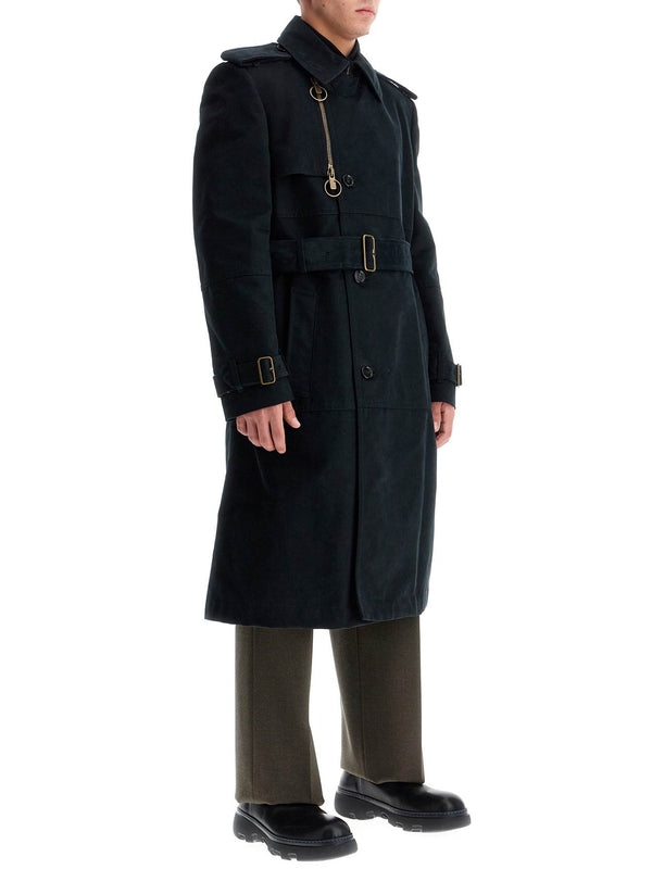 Zipper Detail Belt Trench Coat